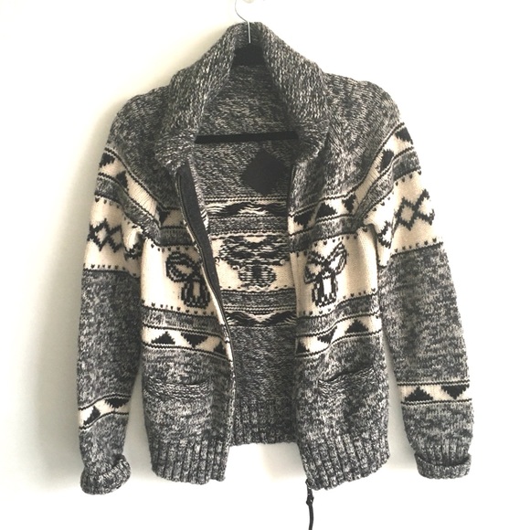 ARITZIA Sea to Sky Wool Zip Cardigan Sweater L - Picture 2 of 10